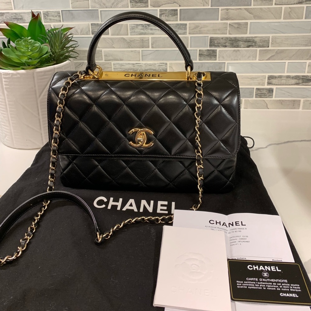 SOLD-2017 Trendy CC top Handle Quilted Lambskin